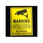 CCTV SIGN YELLOW  WARNING 24hrs SECURITY SELF ADHESIVE PAPER