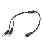 2 Way DC Power Splitter Cable Cord for CCTV Camera 2 Male 1 Female 5.5mm*2.1mm