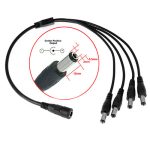 4 Way DC Power Splitter Cable Cord for CCTV Camera 4 Male 1 Female 5.5mm*2.1mm