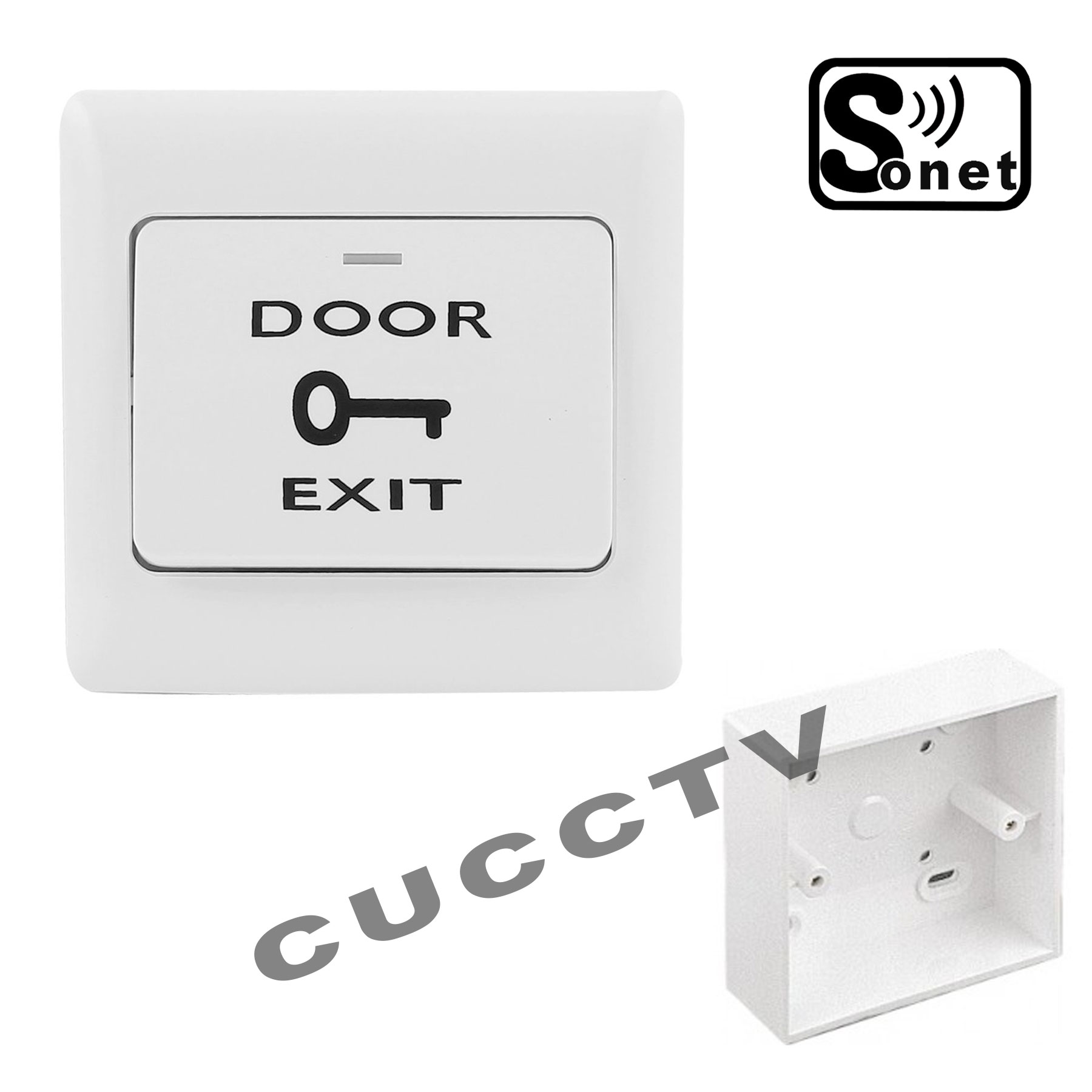 acc-ex01-1.jpg Square PC Fireproof Plastic Door Exit Push Release Button for Access Control +SURFACE BACK BOX - Image 1