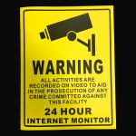 CCTV SIGN YELLOW  WARNING 24hrs SECURITY SELF ADHESIVE PAPER - Image 2