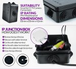 85x85mm Junction Box IP55 Terminal box CCTV Outdoor Weather proof (Black) - Image 2