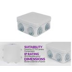 85x85mm Junction Box IP55 Terminal box CCTV Outdoor Weather proof (WHITE) - Image 2